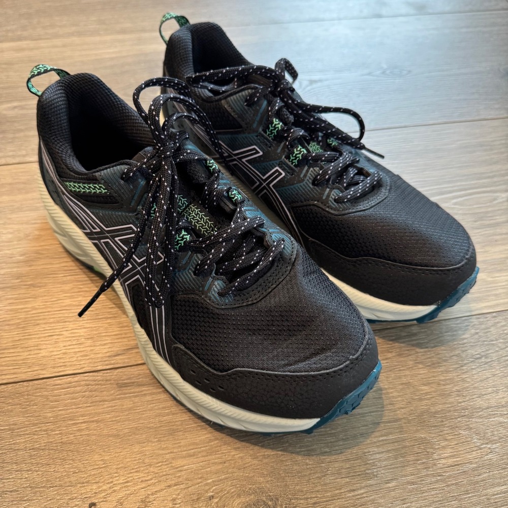 Asics Gel-Venture 9 Womens 7.5 Wide Trail Running Shoes Black Teal 1012B314